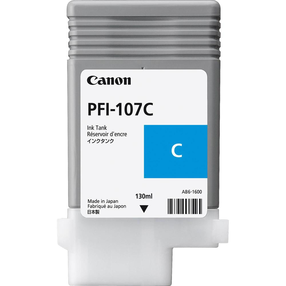 Cartucho de Tinta Cian Canon PFI-107C (130 ml) - Compatible con iPF680, iPF685, iPF780 & iPF785 - Te
