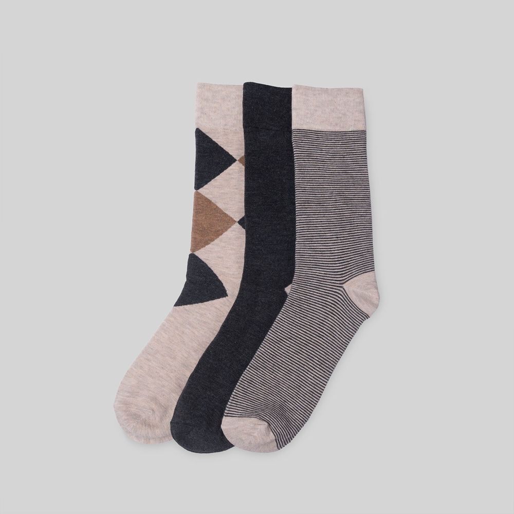 Medias Madison Pack X3 Largas Beige Hombre