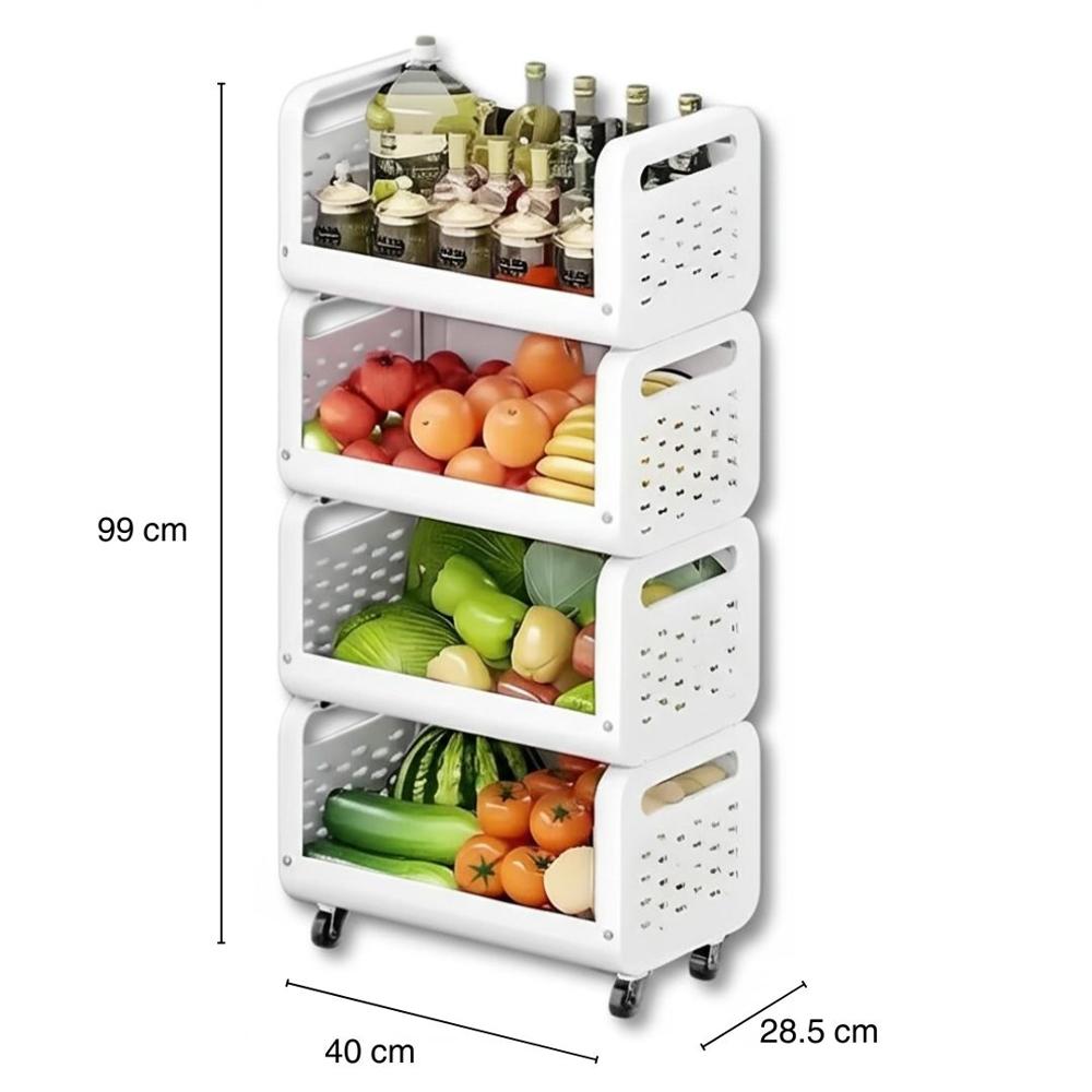 Estante Organizador de Cocina Carrito de Almacenamiento Multiusos de 4 niveles Blanco