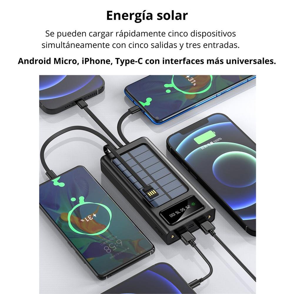 Power Bank Solar S4 40000mAh Carga Rápida 40W Batería Portátil CP-S3