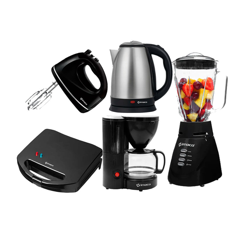 Combo Licuadora Imaco+Cafetera+Hervidor+Sandw+Batidora