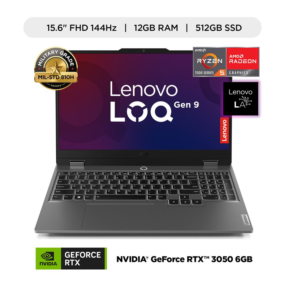Laptop Lenovo NB LOQ 15ARP9 15.6"" NVIDIA GeForce RTX 3050 Ryzen™ 5 7235HS 12GB RAM 512GB SSD