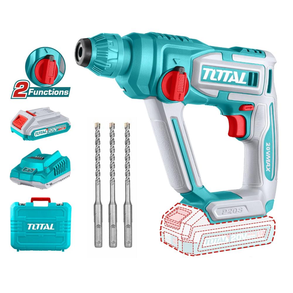 Rotomartillo SDS Plus 1.5 Joules 20v Incluye Bateria y Cargador Total TRHLI201681