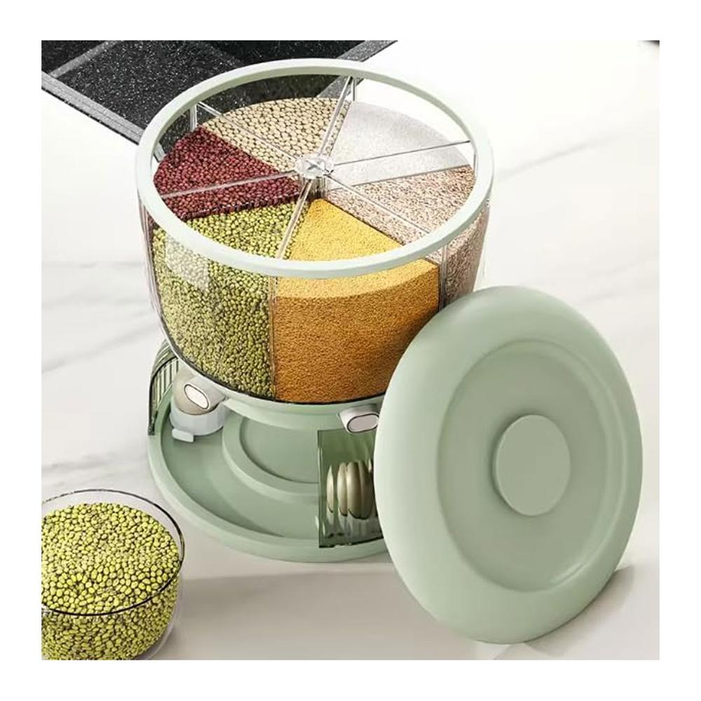 Dispensador Organizador Giratorio De Menestras Arroz Cereal De 6kg Verde