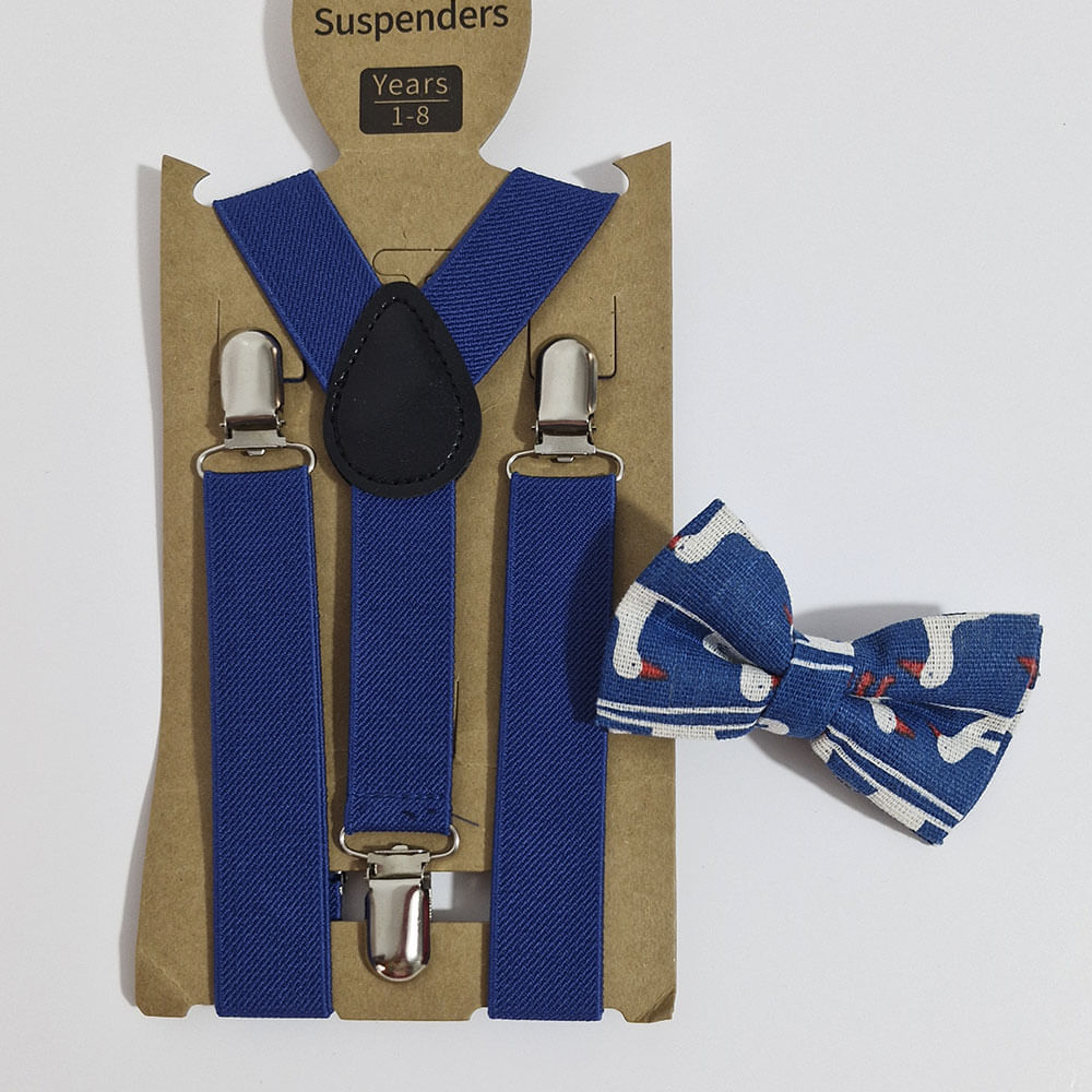 Pack elegante de tirante y corbata azul para niño de 1 a 4 años Aititi´s Kids