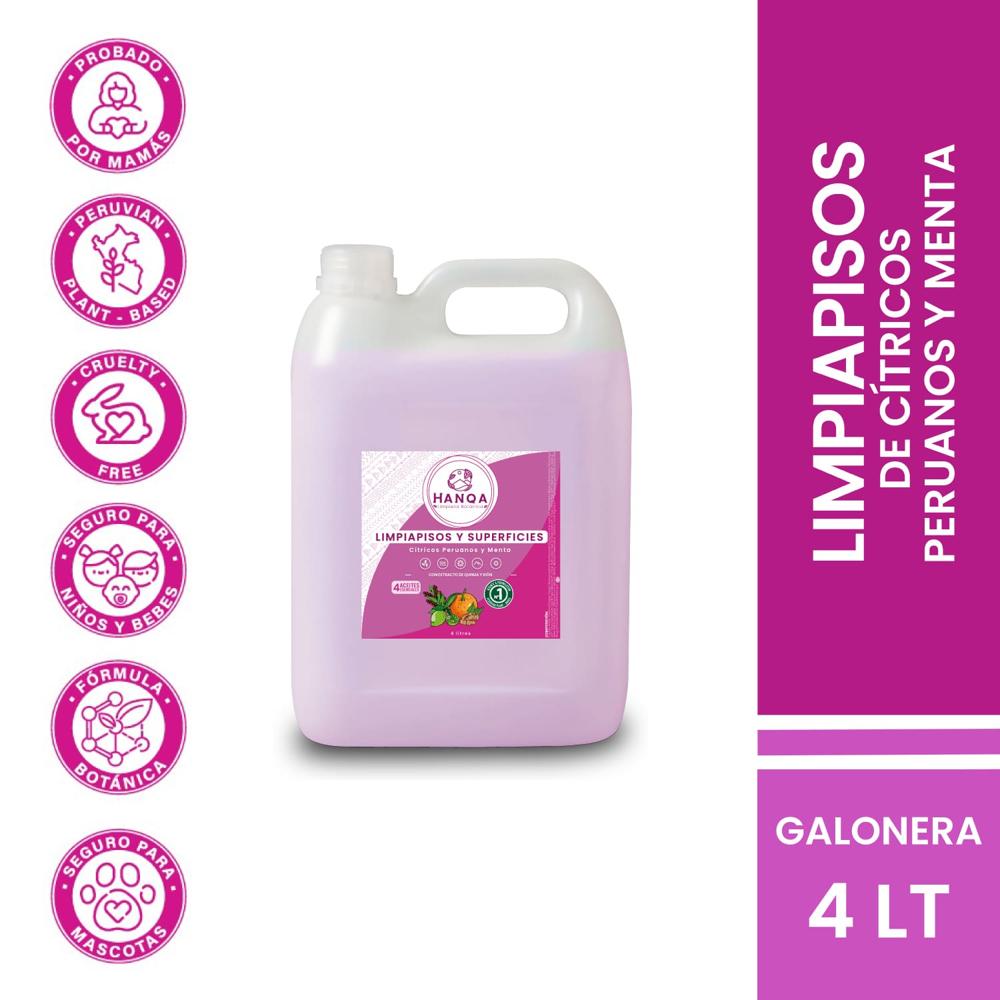 Limpiador de Pisos Líquido HANQA Cítricos Peruanos y Menta Galón 4L