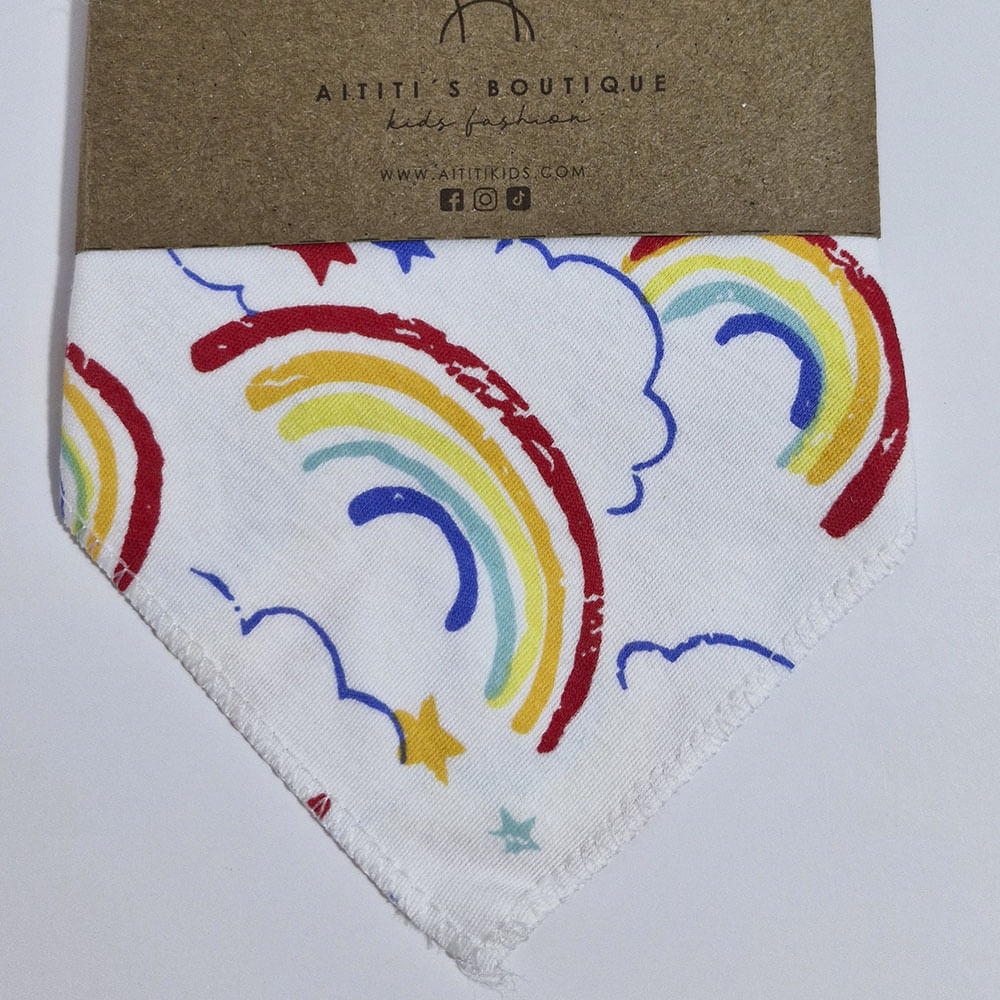 Bandana de algodón con diseño de arcoiris para bebe RN hasta los 6m Aititi´s Kids