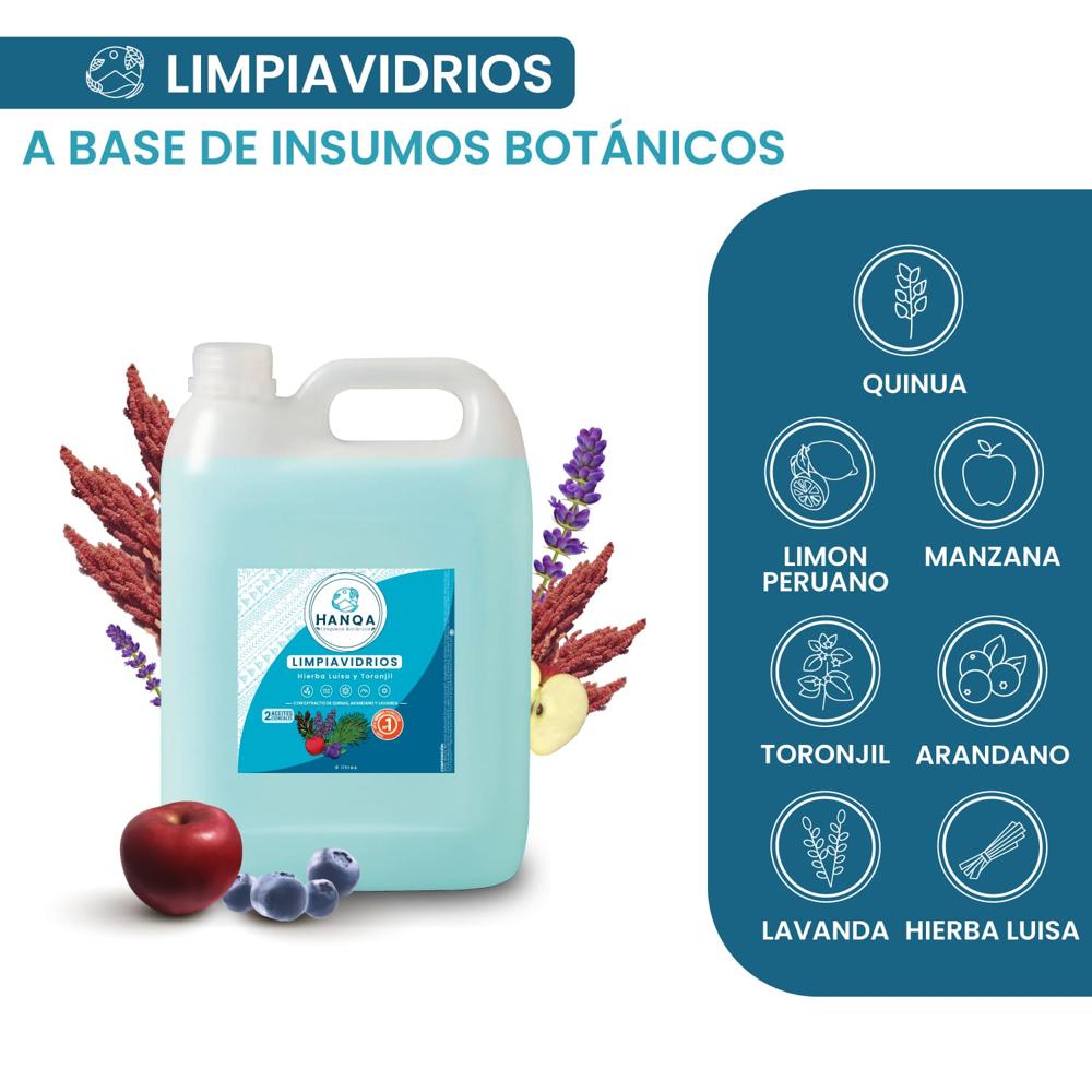 Limpiavidrios Líquido HANQA Hierba Luisa y Toronjil Galón 4L