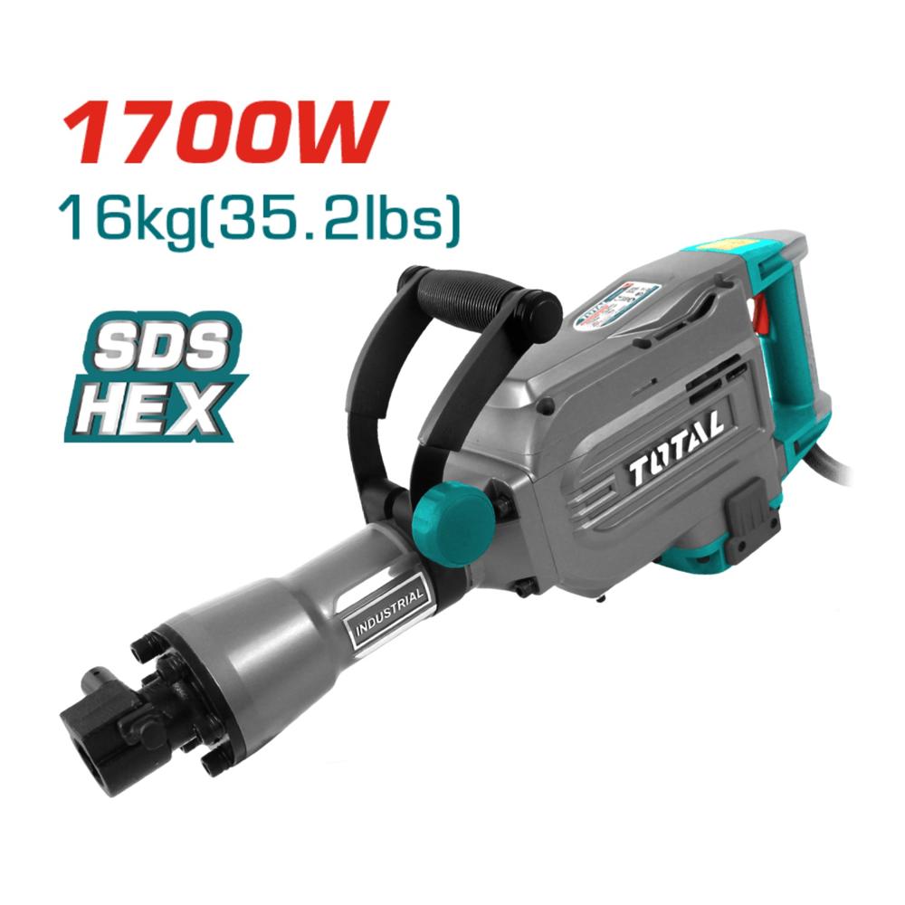 Martillo Demoledor 1700w 45 Joules SDS HEX Industrial Total TH215456