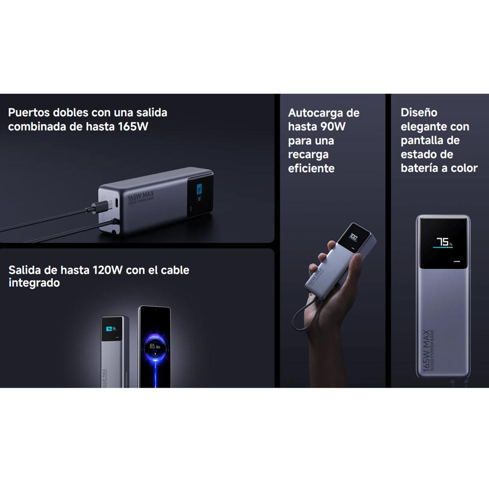 Power Bank XIAOMI 10000mAh 165W (Cable Integrado)