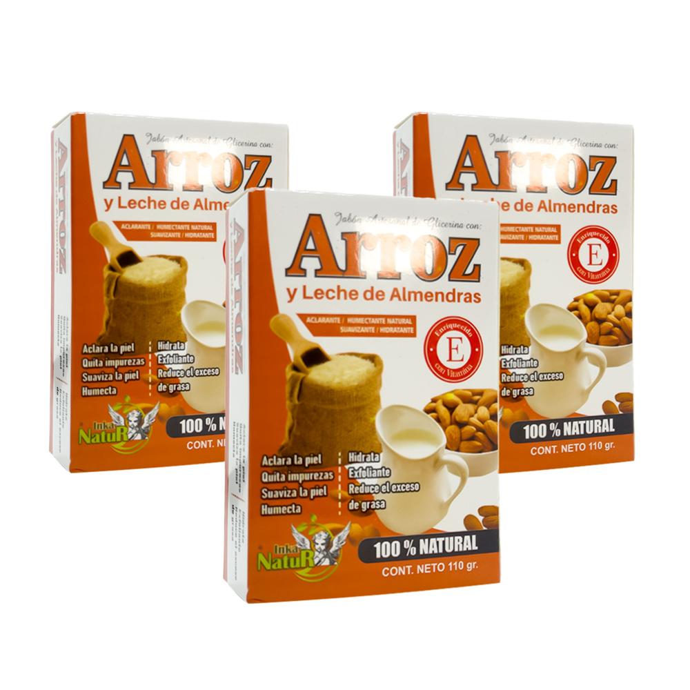 Jabón Artesanal de Glicerina con Arroz & Leche de Almendras 110gr 3Uni