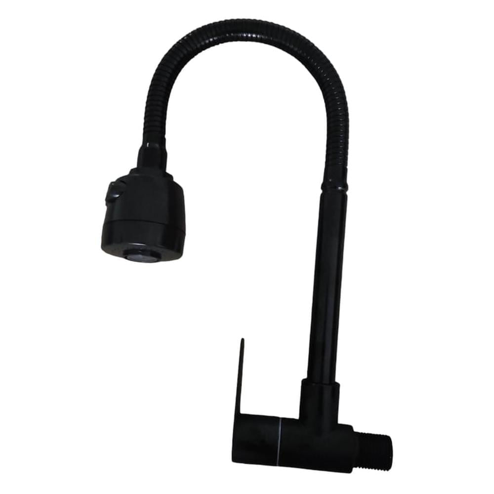 Grifo Llave Cocina pared agua fría Aleta cuello flexible NEGRO MATE