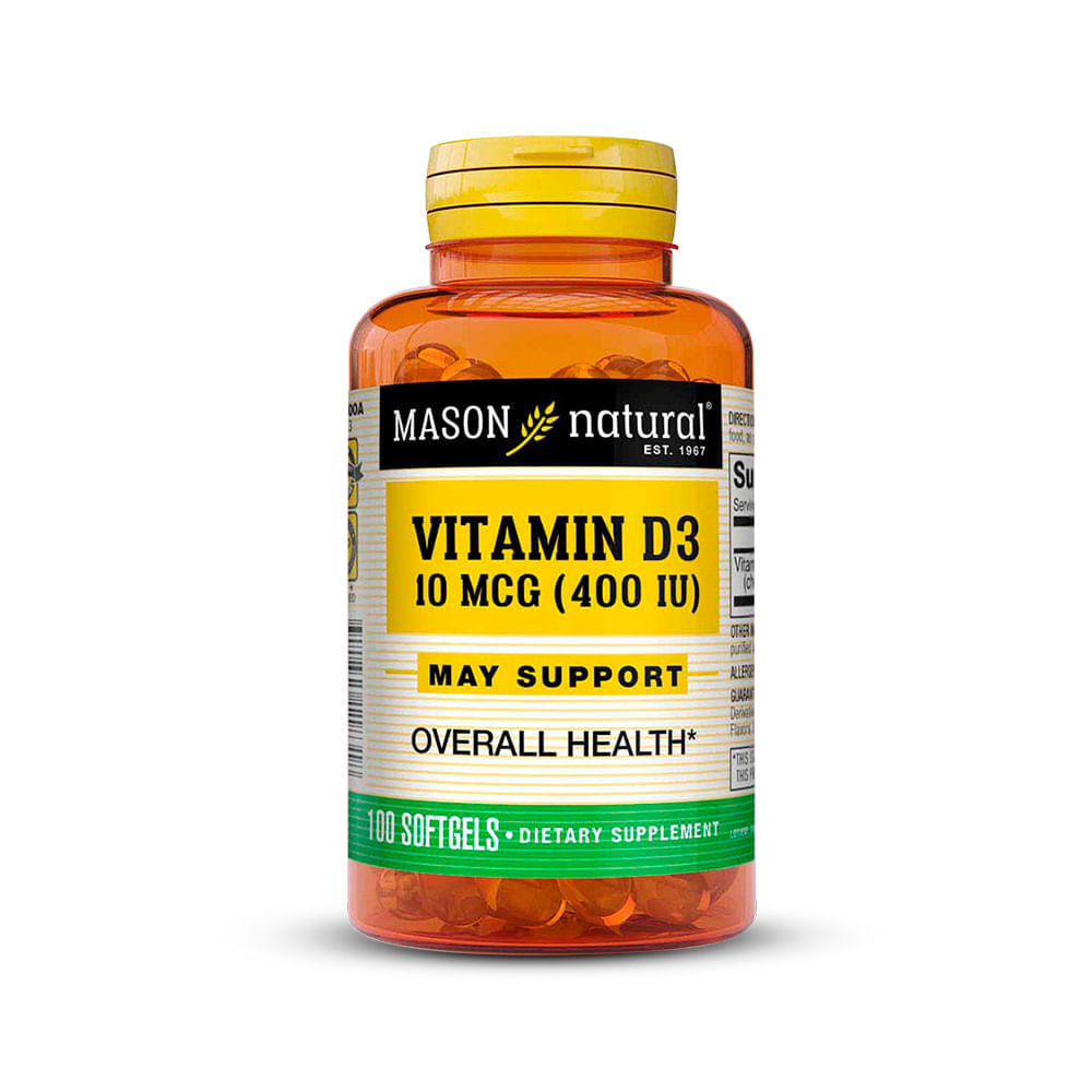 Vitamina D3 400 Iu 10 Mcg X 100 Cápsulas Blandas Mason