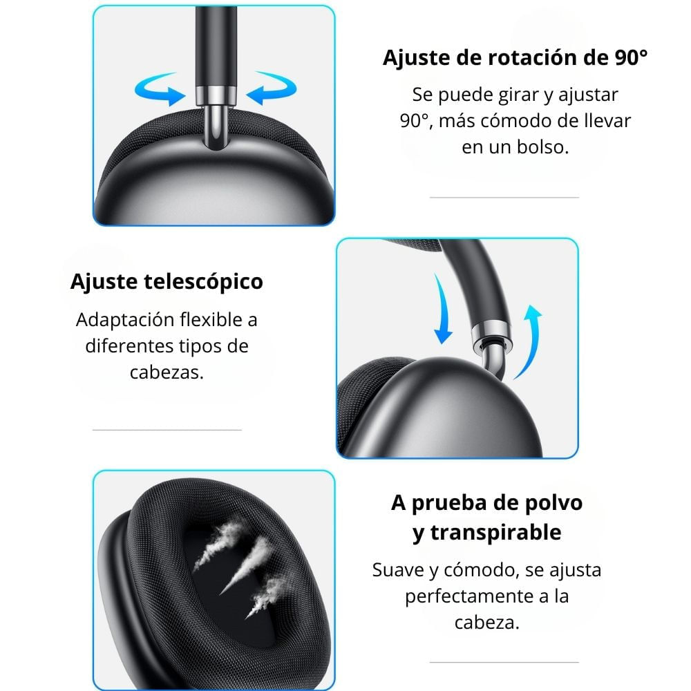 Audífonos Bluetooth 5.3 Ranura TF y Almohadillas Imantadas EJ-MAX A+ R