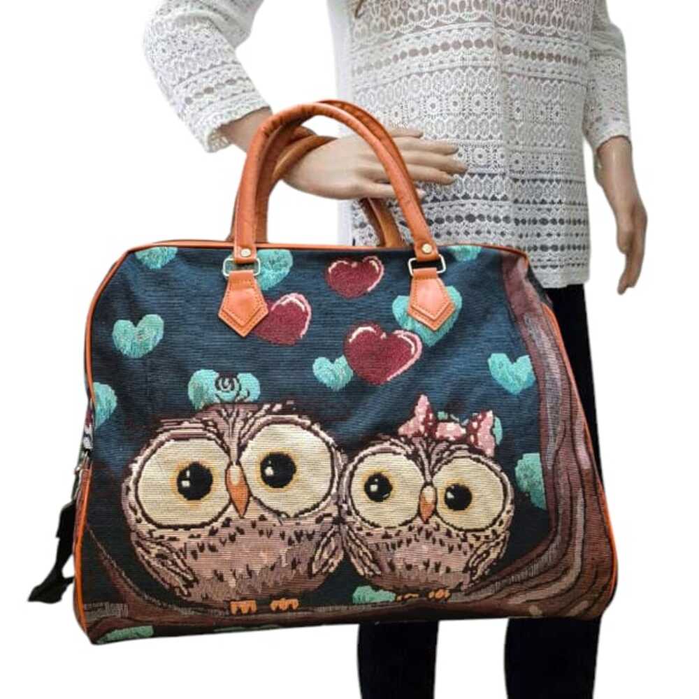 Bolso de mano para mujer con Diseño de Buho - Azul Acero