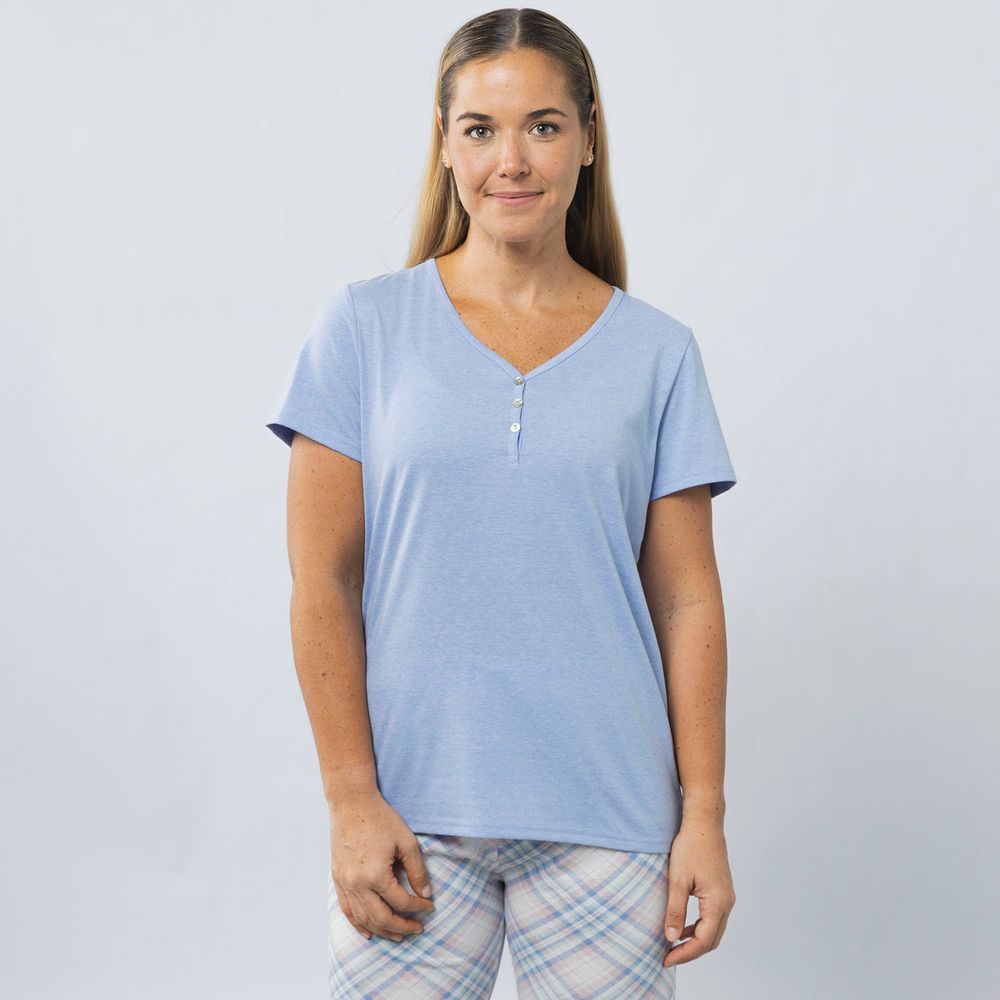 Polo Pijama Mujer Zafin Manga Corta Neck Algodón