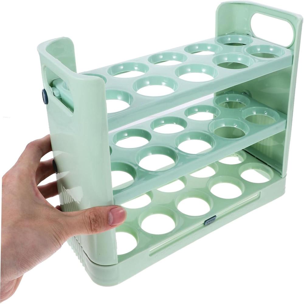 Organizador de huevos, 3 niveles con capacidad para 30 unidades -Verde