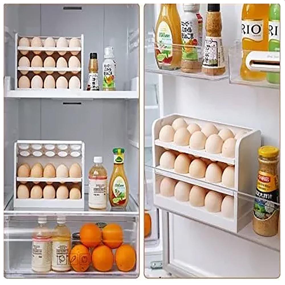 Organizador de huevos, 3 niveles con capacidad para 30 unidades -Blanco