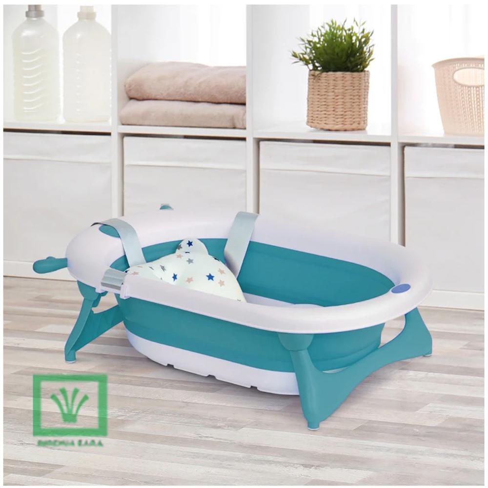 Bañera Tina de Baño Plegable Venadito Mas Cojin Azul