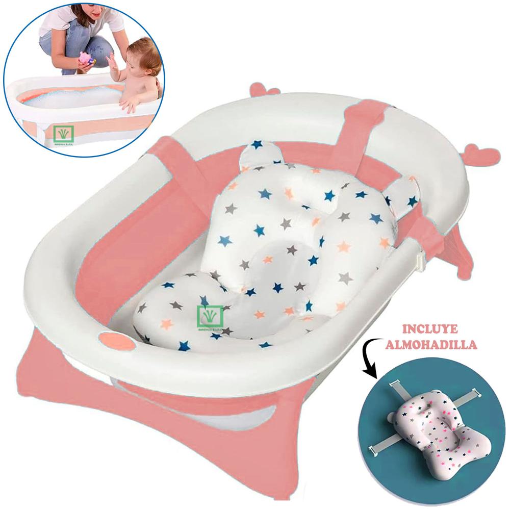 Bañera Tina de Baño Plegable Venadito Mas Cojin Rosa