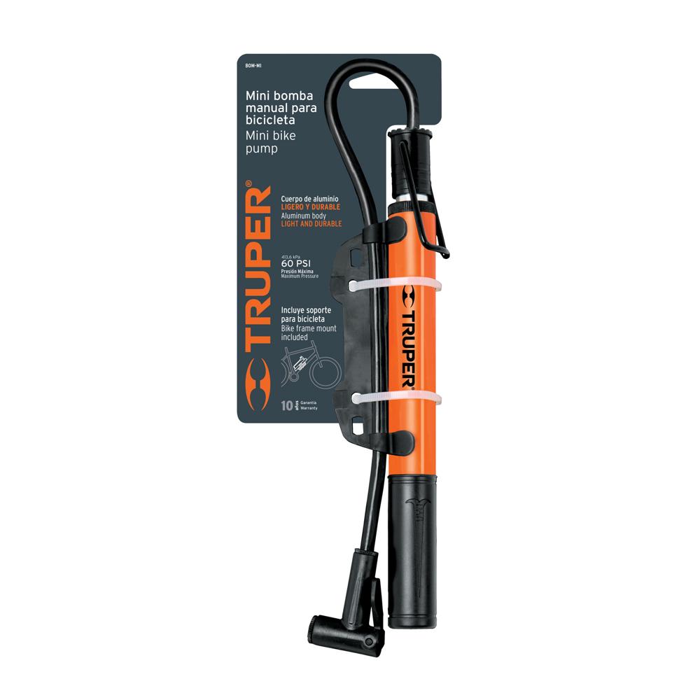 Mini Inflador Manual de Aluminio para Bicicleta 60 psi truper 13790