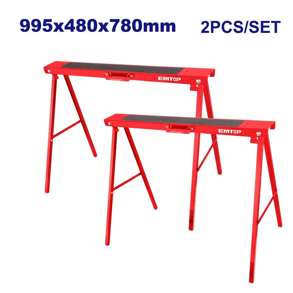 Caballete de Trabajo Metalico Plegable 2 Piezas Soporta 100kg Emtop EMDZ1510