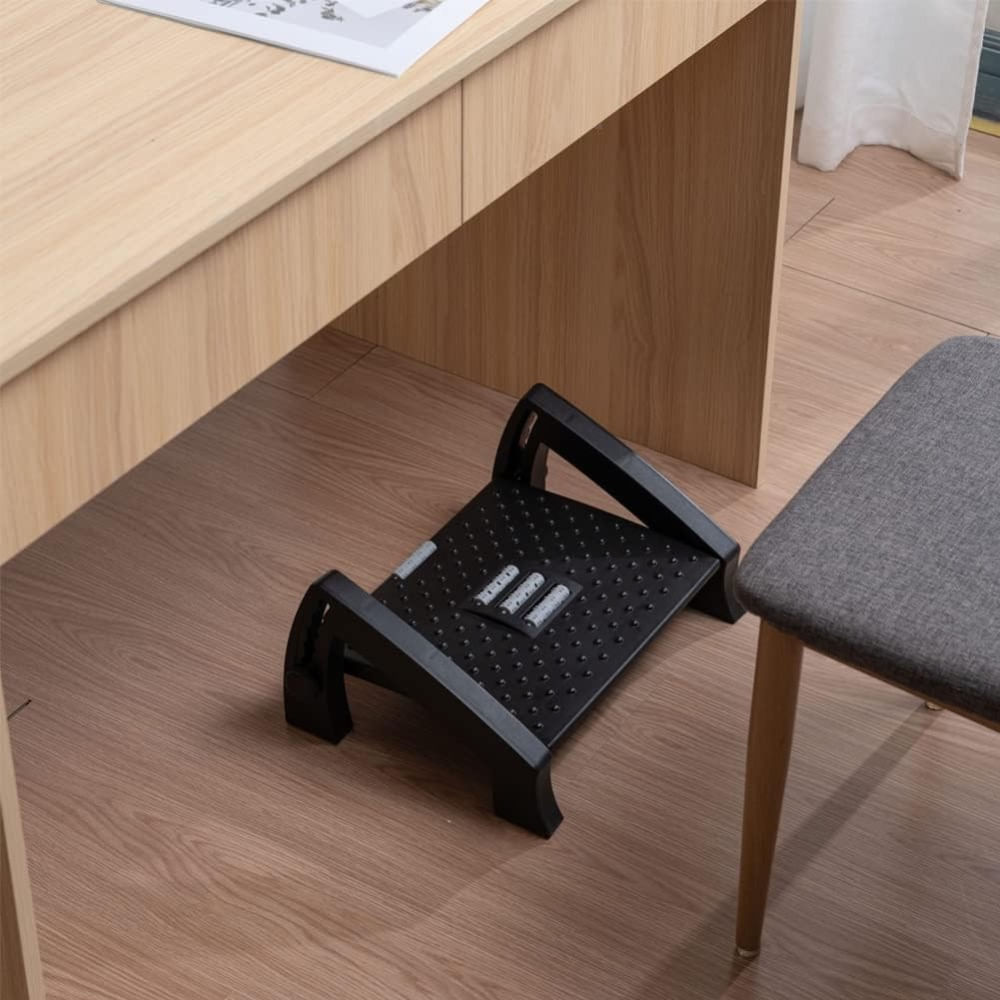 REPOSAPIES ERGONÓMICO EN 6 POSICIONES CON TEXTURA DE MASAJE Y RODILLO - COLOR NEGRO