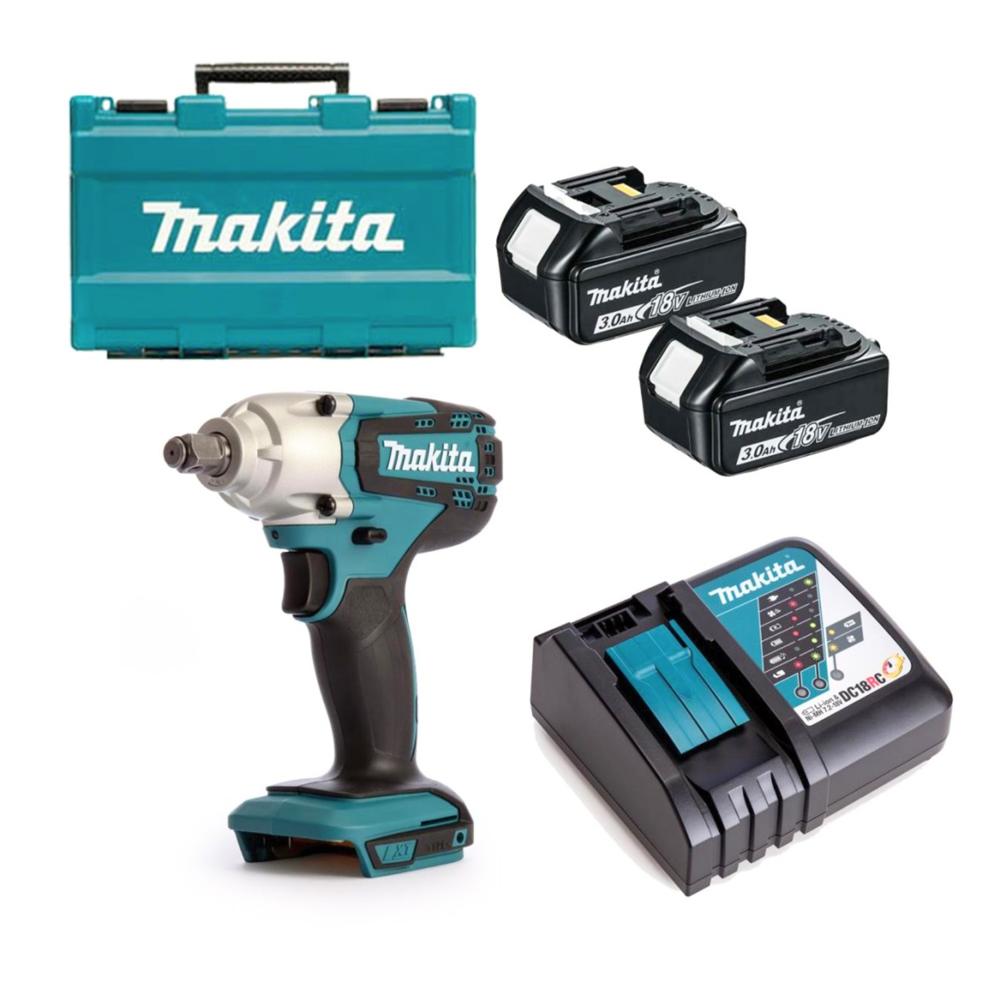 Llave de Impacto 1/2" 18v + 2 Baterias 3ah y Cargador Makita DTW190RFE