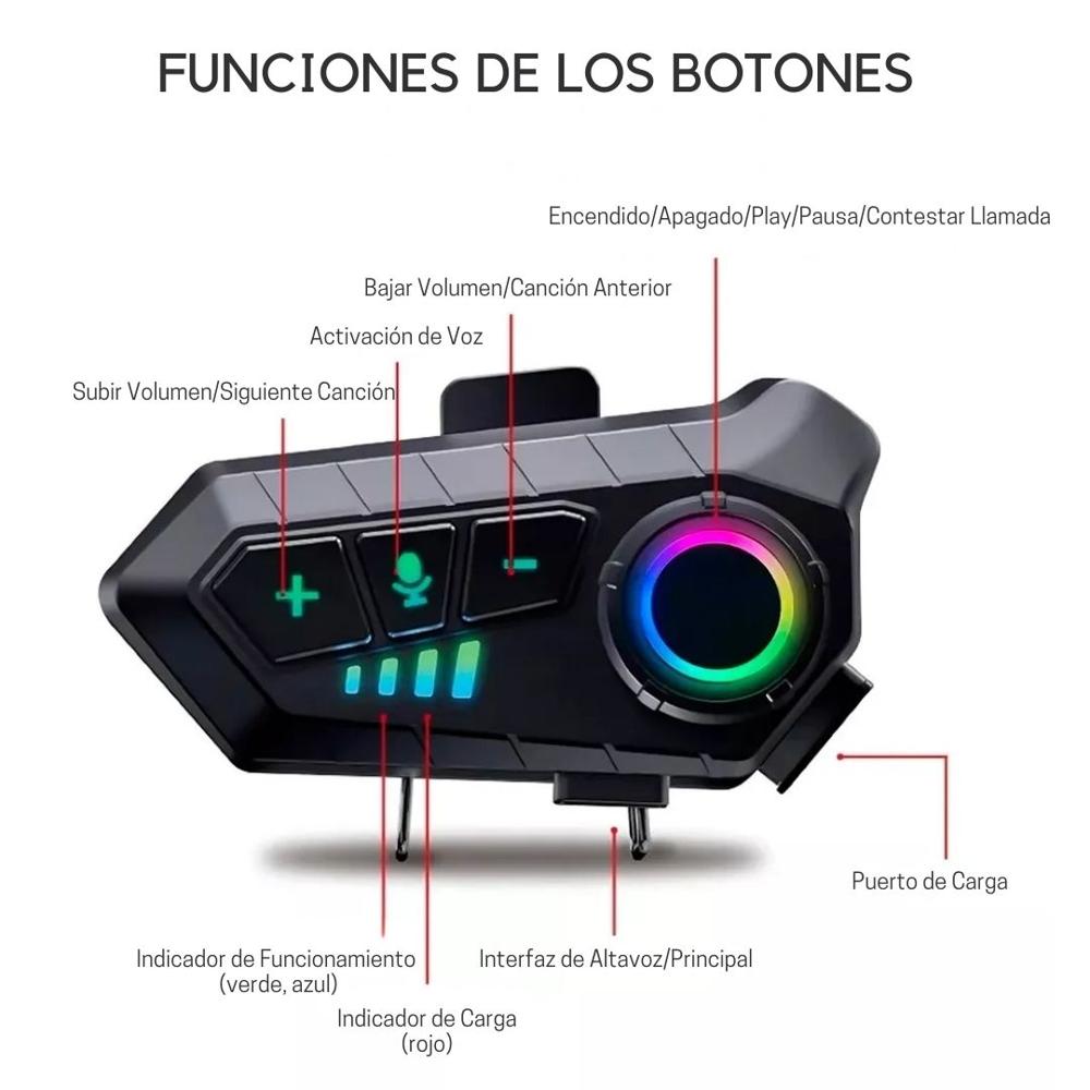 Audífonos Bluetooth Para Moto SEISA MT-Y10 con Micrófono Auricular Casco