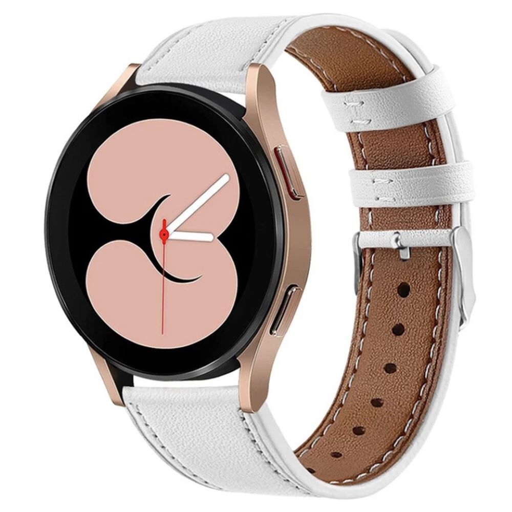Correa de cuero samsung watch 4-5-5 pro-6-7-fe blanco hueso