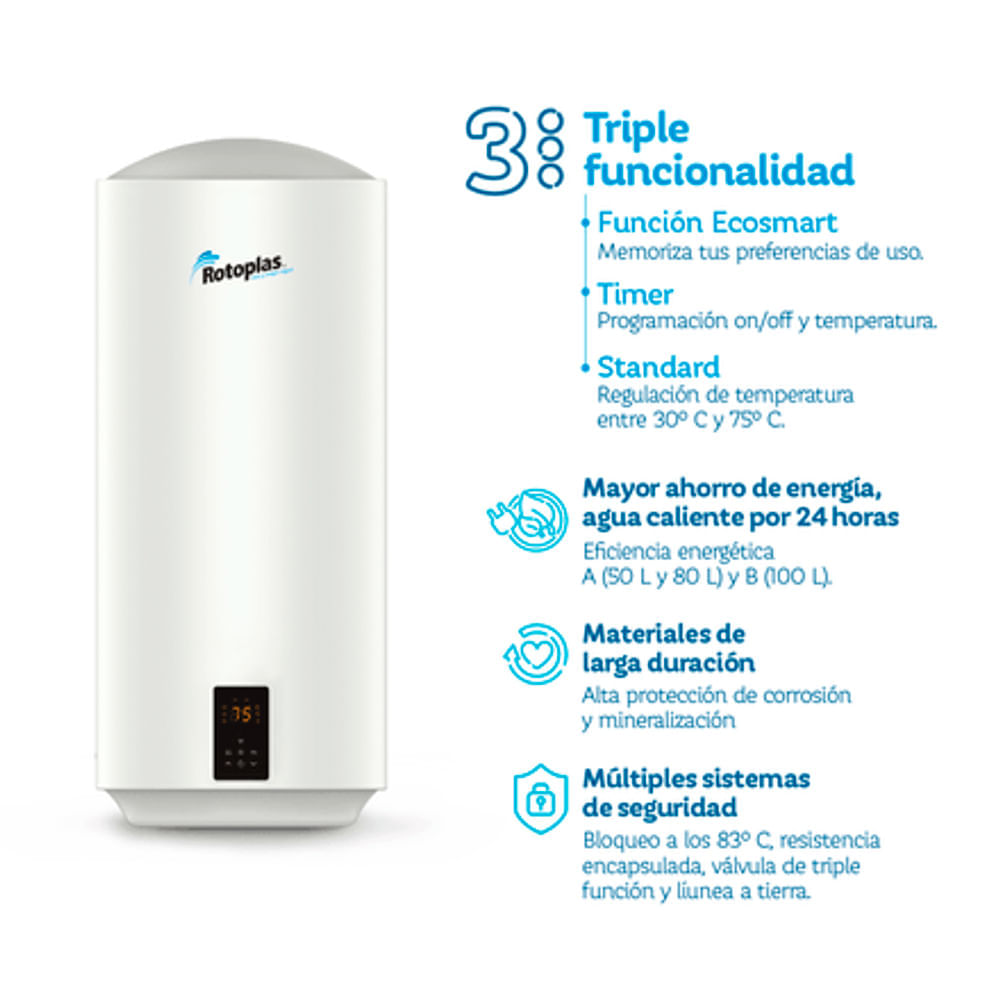 Terma de Acumulación Rotoplas Ecosmart Wifi 80L