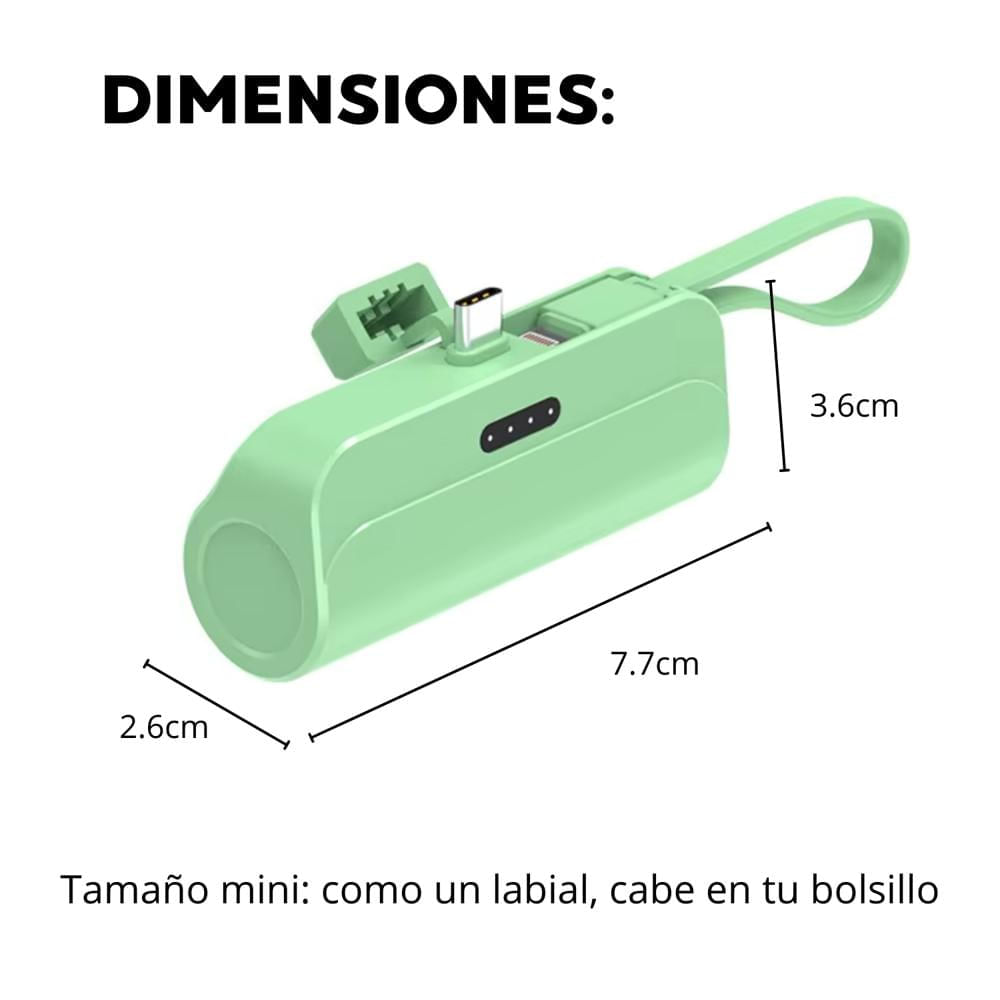Cargador Portatil Banco de Energía 5000mAh, 60W Carga Rápida MY-7394 Verde
