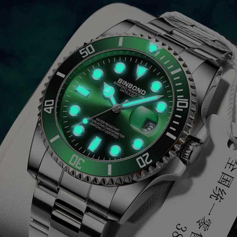 Reloj BINBOND para Hombre - Elegante - Acero Verde