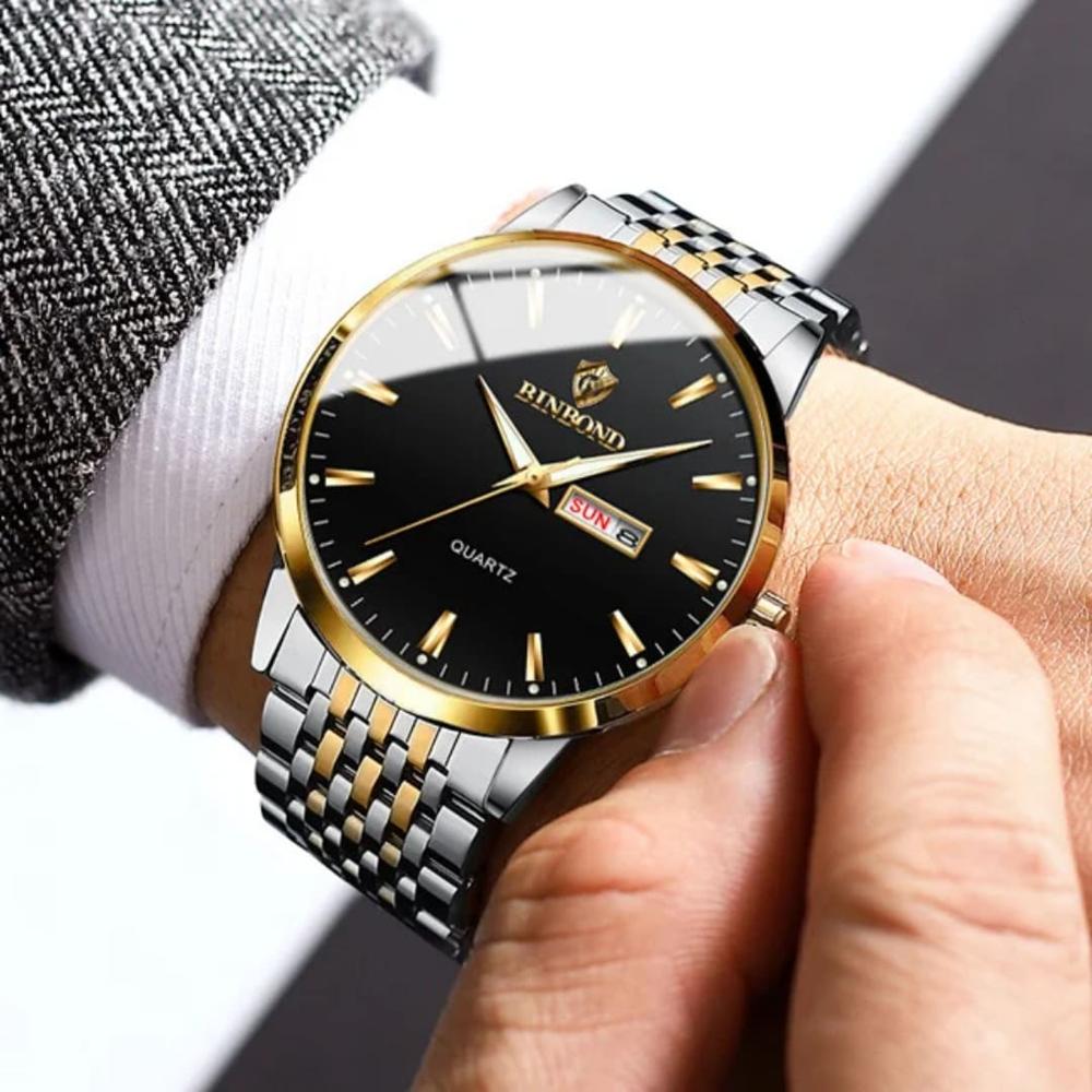 Reloj BINBOND para Hombre - Elegante - Negro/Oro