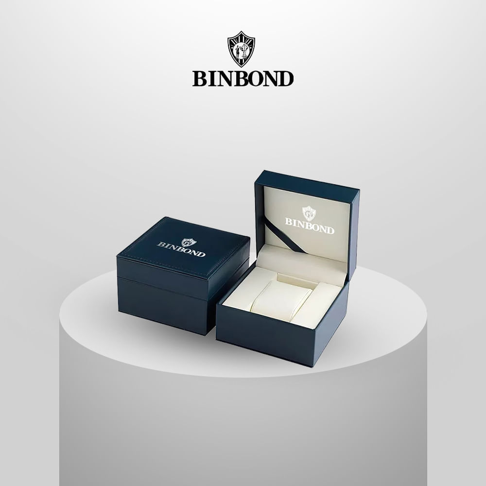 Reloj BINBOND para Hombre - Elegante - Cuero - Negro