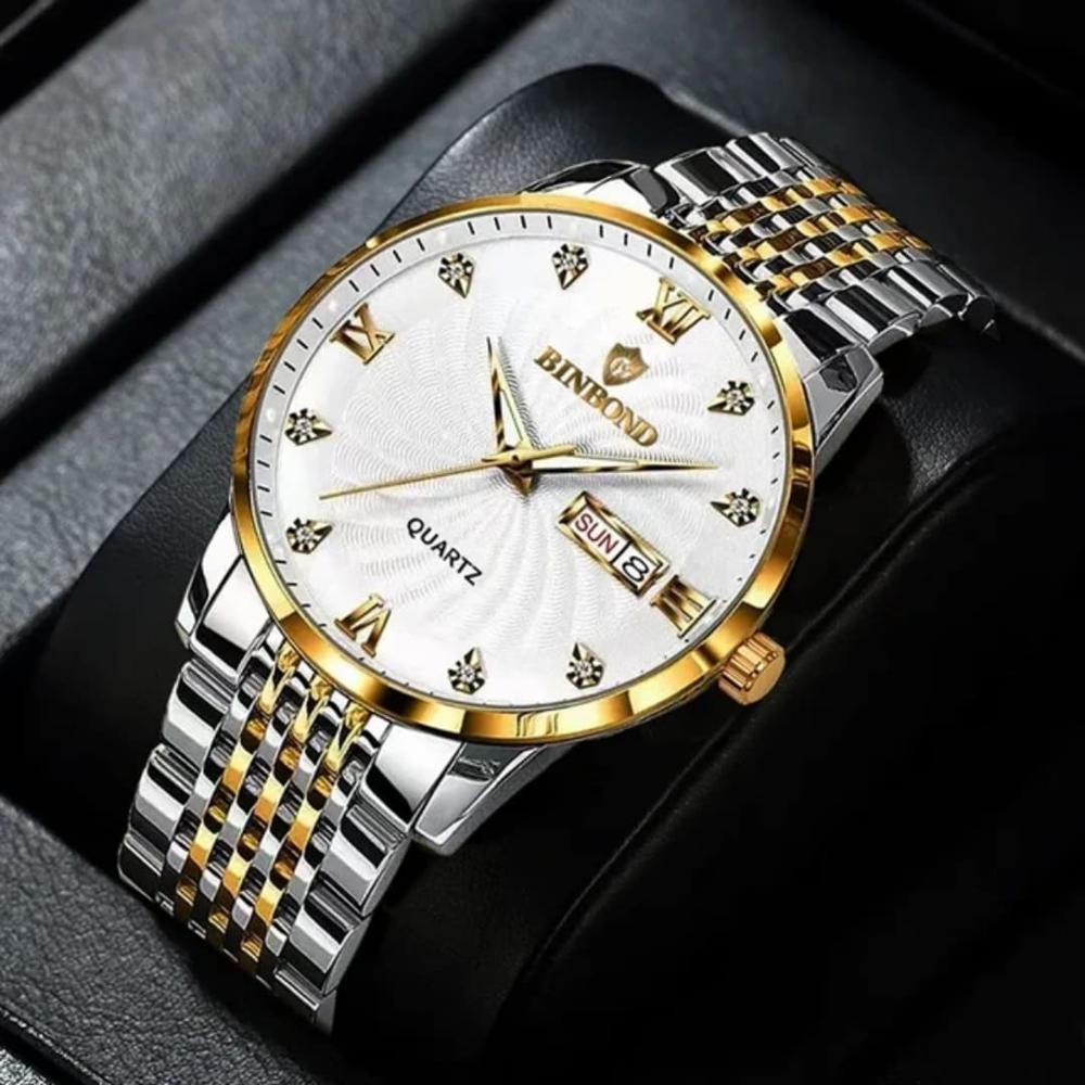 Reloj BINBOND para Hombre - Elegante - Acero - Oro/Plata