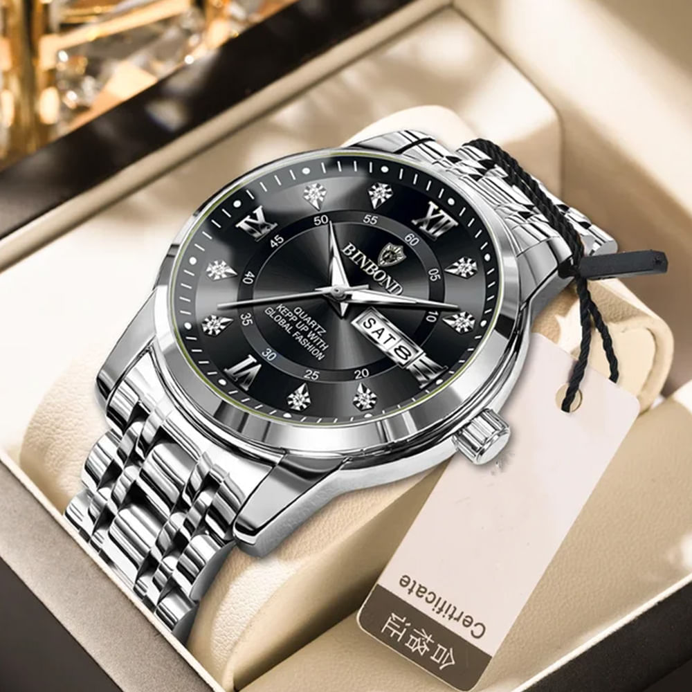 Reloj BINBOND para Hombre - Elegante - Acero - Plata/Plata