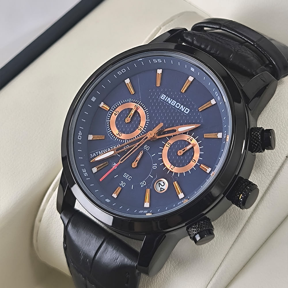 Reloj BINBOND para Hombre -Azul/Negro - Cuero