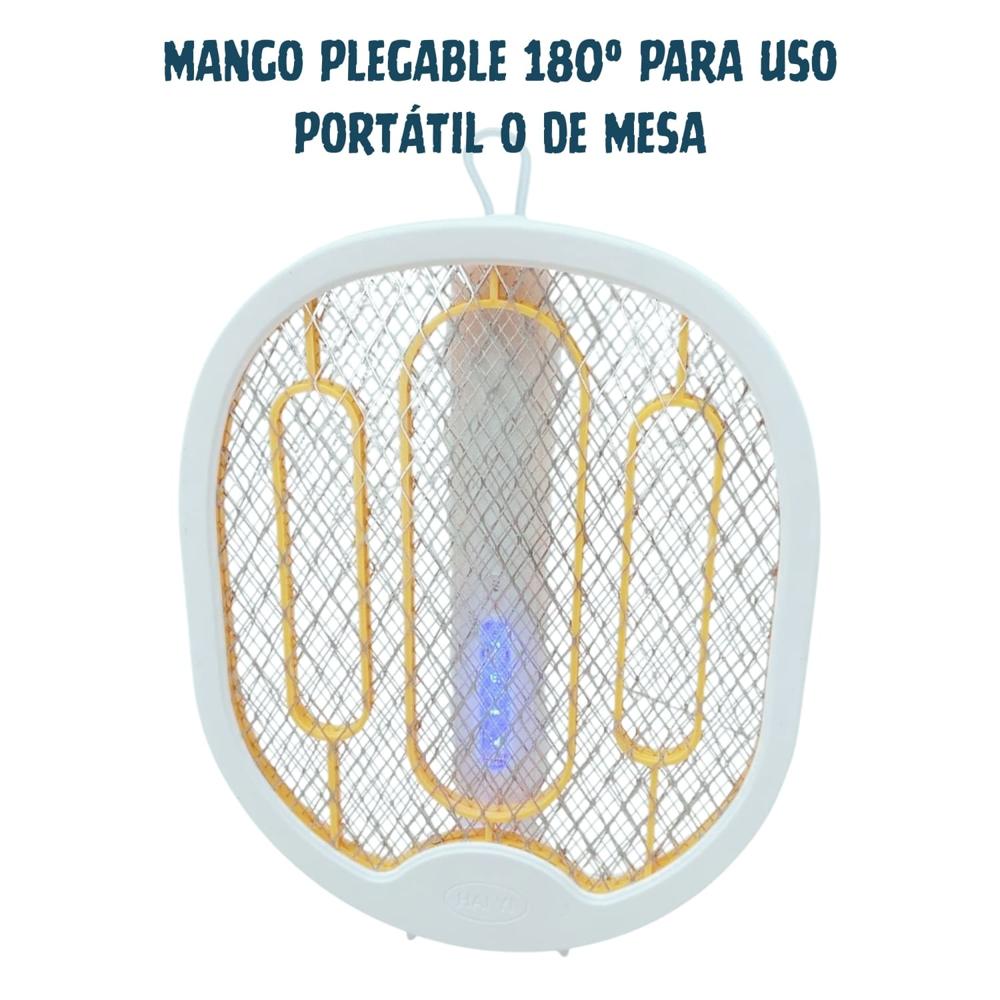 Raqueta Plegable 180° Mata Mosca Mosquito Recargable Con Usb Blanco