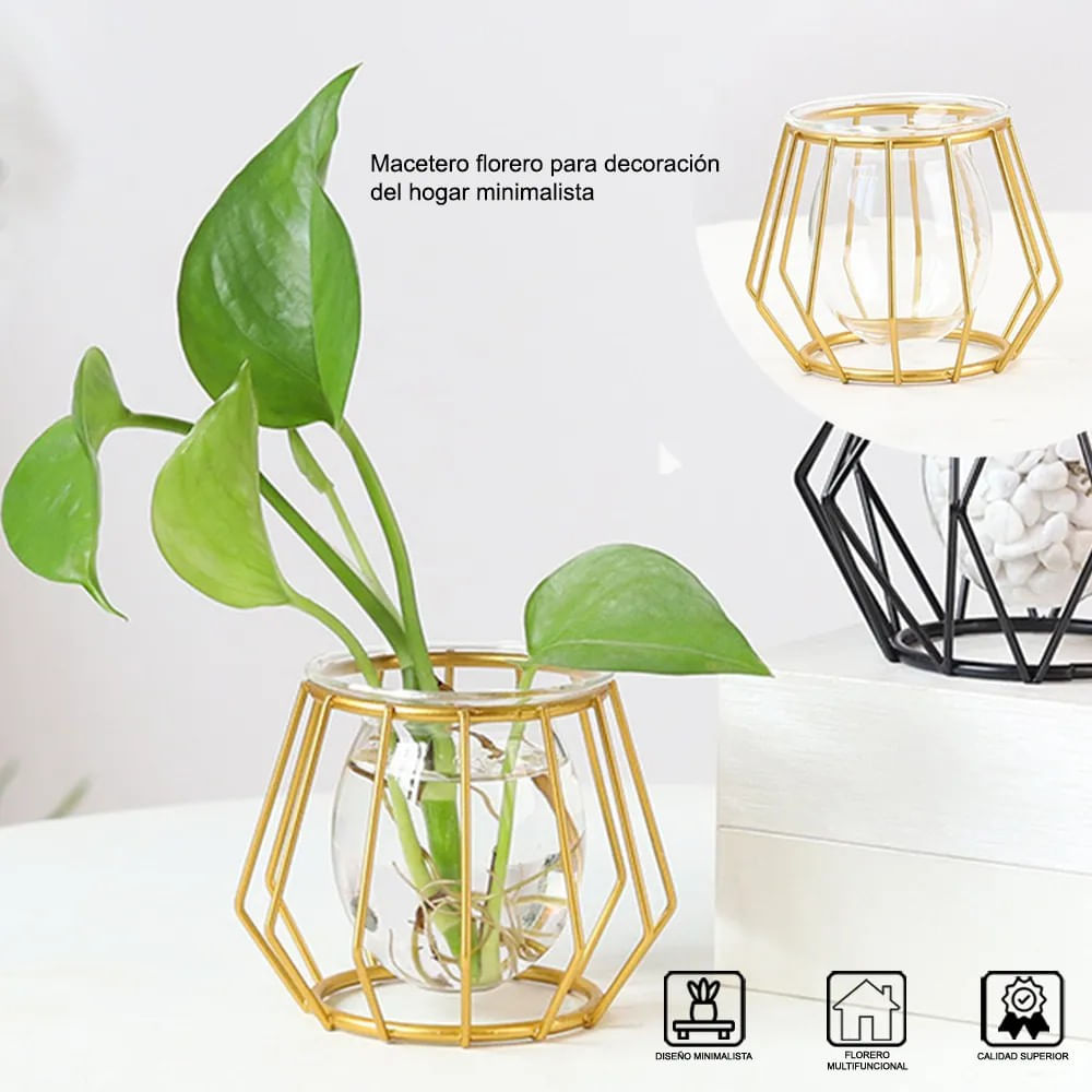 Macetero Nórdico florero decoración hogar Dorado + Macetero Nórdico florero decoración hogar Negro