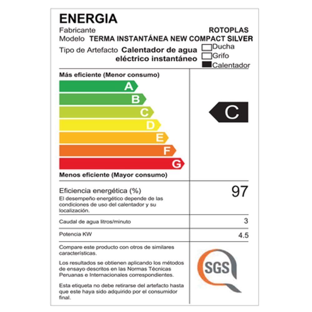Terma Eléctrica Instantánea New Compact Silver con Regadera Cromada