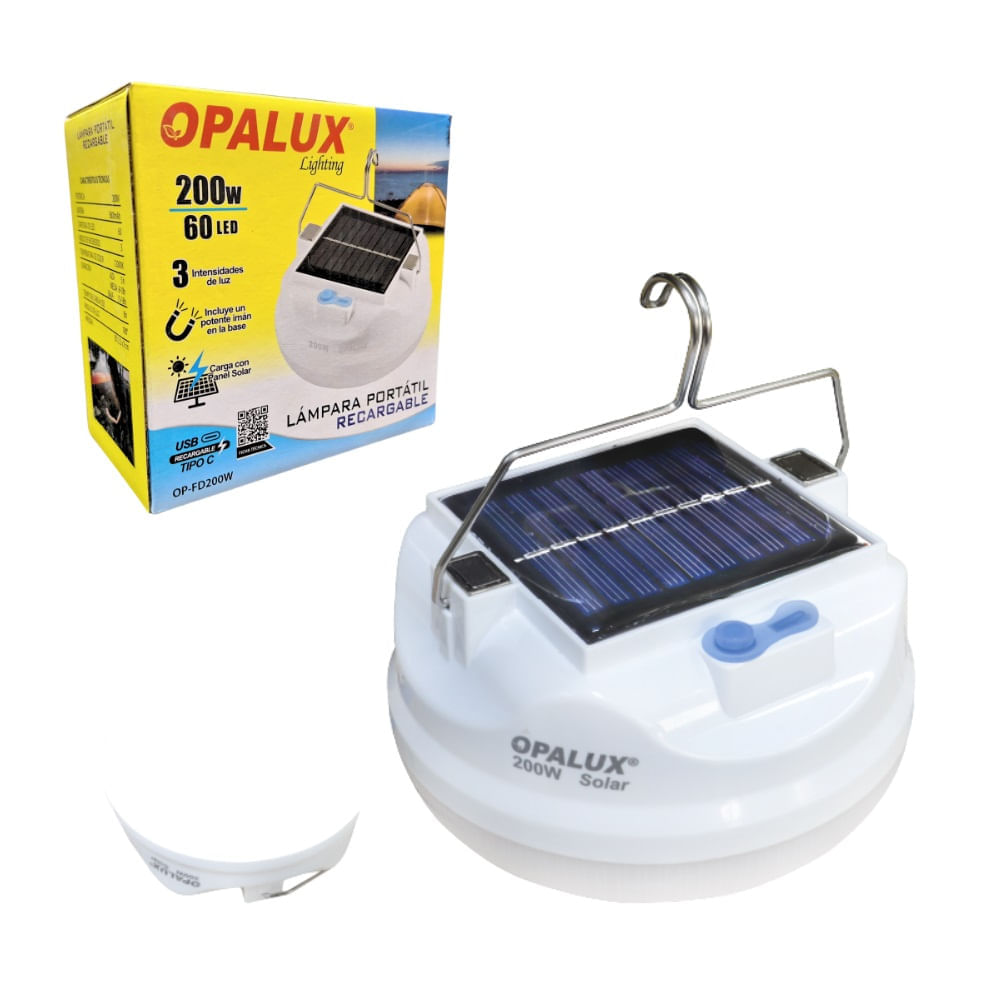 Lampara Portatil Colgante Solar Recargable 200W 60 Led OP-FD200W