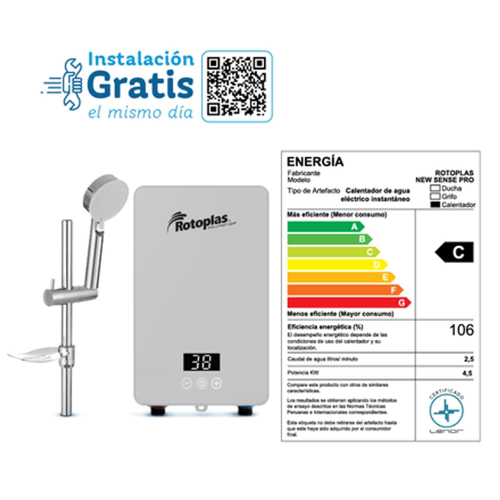 Terma Instantánea Eléctrica New Sense Pro con Pantalla Digital y Control Táctil