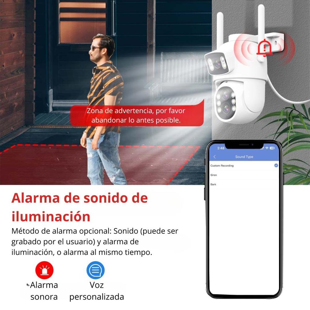 Cámara de Seguridad IP Full HD 360° WiFi Doble Lente Zoom 10x SEISA IPCSY9 Negro