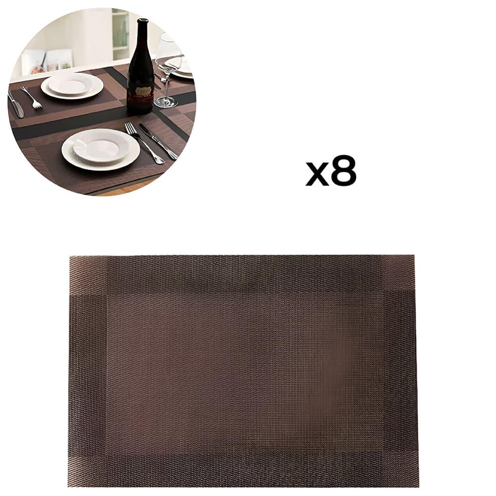 Mantel individual Rectangular Set x 8 de Mesa Minimalista Easy&Home Marrón Oscuro