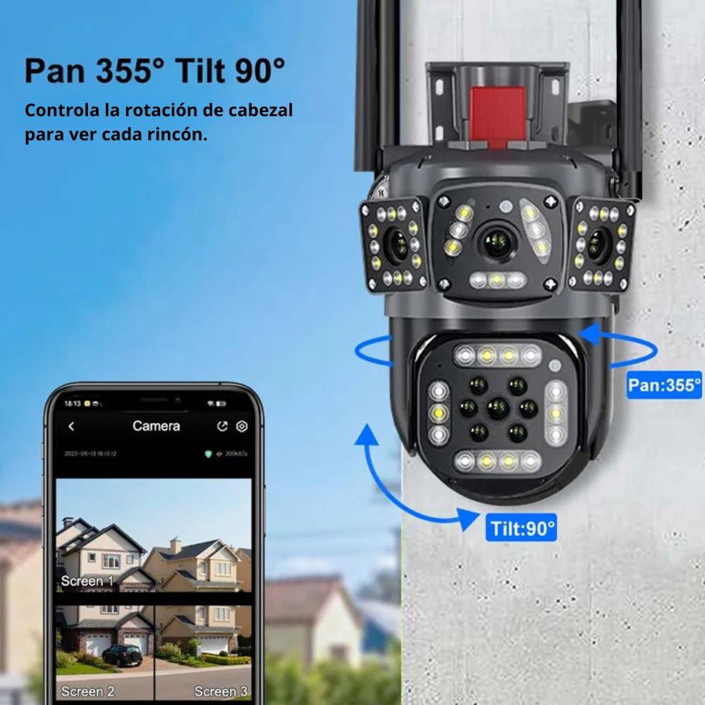 Cámara de Seguridad Wifi Triple Lente SEISA Full HD 360º Zoom y Sirena IPC-SY10