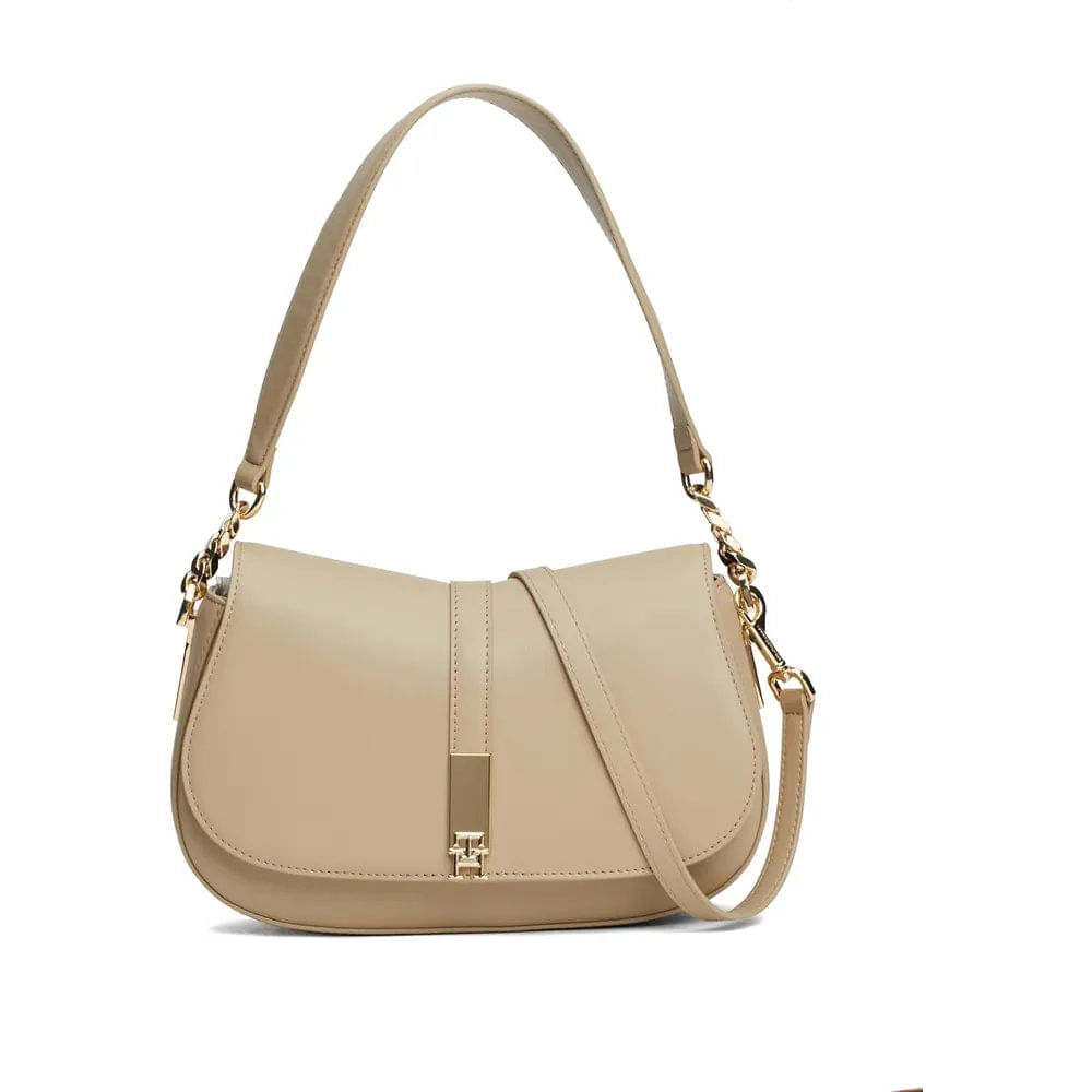 Tommy Hilfiger | Bolso de Hombro Tipo Silla de Montar Correa Crossbody Removible | Beige