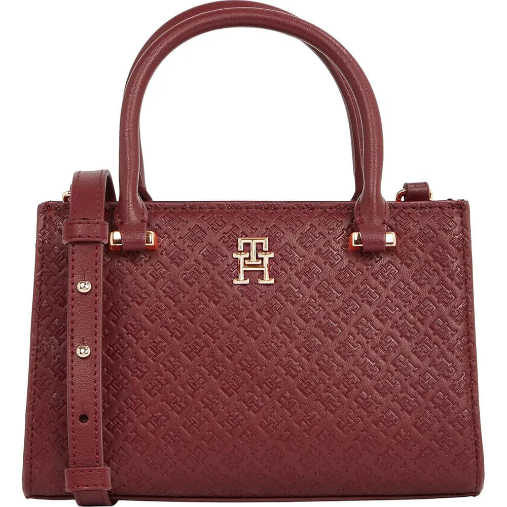 Tommy Hilfiger | Mini Bolso Tote con Monograma y Correa Crossbody Removible | Multicolor