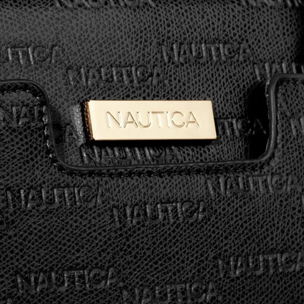 Nautica | Bolso Satchel Sandy Jr. con Asa Superior y Correa Crossbody Removible | Negro