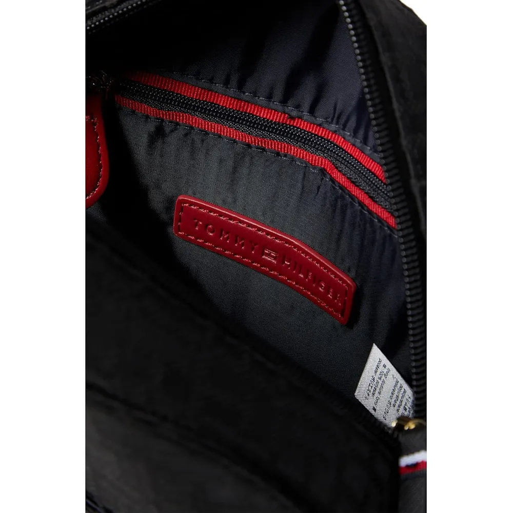 Tommy Hilfiger | Bolso Cantimplora Joy II Monograma Cuadrado Jacquard Crossbody | Negro